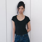 C 90S LINE V-NECK HALF-SLEEVE T-SHIRT_BLACK