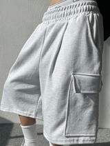 BASIC CARGO BERMUDA SWEAT PANTS🩶🖤 - 2 COLORS