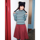 Striped embroidered skinny base long-sleeved T-shirt