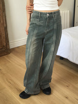 ウィープカットラインワイドデニムパンツ