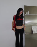 Girlfriend レタリングクロップドTシャツ (Black)