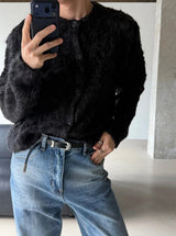 [Unisex] Blend hair crop cardigan(2color)