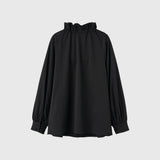 フリル襟ルーズブラウス [BLACK]