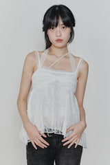 ローズシャーリングトップス white