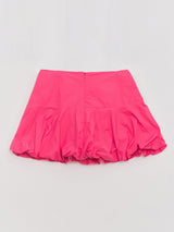 Balloon-fit Cotton Mini Skirt Hot Pink