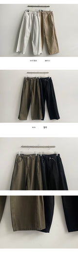 [S–2XL] ドゥデンサイドピンタックワイドコットンパンツ (4 colors)