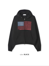 US クロップヴィンテージフードジップアップ (No.858)