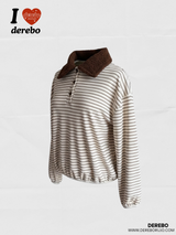 ウールナッピングカラーストライプロングスリーブTシャツ