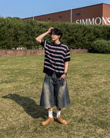ヴェロカーブステッチバミューダデニムパンツ