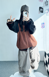 カラーブロックラグラン2ウェイジップアップ🤎🖤🩶🤍 - 3 カラーズ