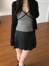 Stripe lace sleeveless (3 colors)