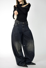 devil black over denim pants