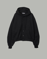 Double Button Hooded Zip-Up (Black)