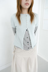 shell button short sleeve knit cardigan(3colors)