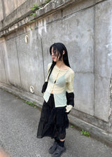 シースルーフリルロングスカート