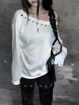 city eyelet off-shoulder mtm (fleece-lined / 4color)