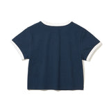 サンフラワークロップリンガーTシャツ_ネイビー