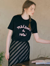 MAISON DE ROLA EMBROIDERY T-SHIRT BLACK