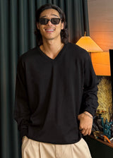 Cotton V-Neck Oversized Knit 4COLOR