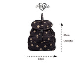 star pattern denim pocket backpack