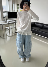 レースフリルロングスリーブTシャツ