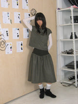 TULIP COLLAR PUFF BLOUSE (DOT KHAKI)