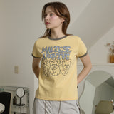 Maltese archive line graphic ringer half sleeve T-shirt
