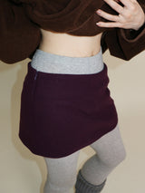 プラムショーツレイヤードミニスカート (Wool Material)