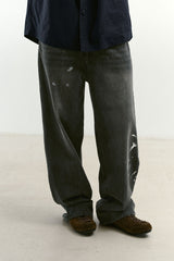 エイジスプラッターカーペンターデニムパンツ(Washed Black)