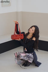 Red Bow Round Shoulder Bag