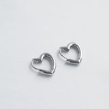 Heart Hoop Silver Earrings