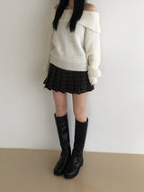Candle off-shoulder knitwear (3 colors)