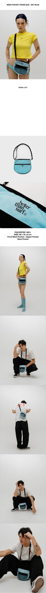 MESH POCKET CROSS BAG - SKY BLUE