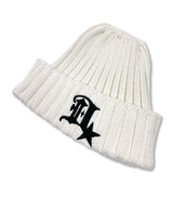 Ribbed D Symbol Cotton Beanie_Ivory