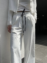 Obi Color Block Strap Pintuck Wide Long Slacks Pants (3 Colors)