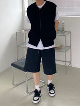 Nylon wide banding half pants 2C