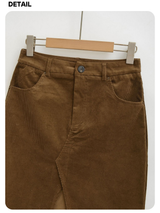 brown corduroy midi skirt