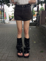 [Belt SET] Bessy Roll-up Washing Denim Short Pants
