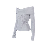 UNBALANCED OFF-SHOULDER TOP_Melange Gray