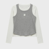 Star Cut Out Top SET Layered T-shirt