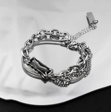 2TYPE [Ball Mix, Double Chain Mix] Layered Silver Bracelet
