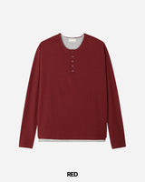 Rib Layered Henley Long Sleeve