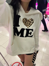 leopard print eye love oversized fit hoodie