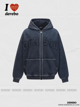 エンブロイダードステッチフードスウェットジップアップ