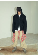  Cut Damage Washing Hood zip-up [ BLACK ]