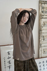 ヴィンテージ P. ダイイングカットアウトボックスTシャツ (Brown)