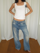 Wood denim pants