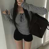 [BELLIDE MADE] Cookie, stripe finger hole T-shirt