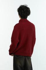 High-collared woolen reversible embroidered sweater for winter