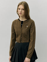 ROUND SKASHI KNIT CARDIGAN BROWN
